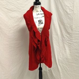 Dressbarn • red ruffled sweater vest